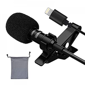 Lavalier Lapel Microphone- Professional Omnidirectional Lavalier Mic with Clip-on for iPhone iPad ..