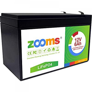 Zooms 12V 6Ah LiFePO4 Deep Cycle Rechargeable Battery now 62.0% off , 2000+ Cycles & 10-Year Lifet..