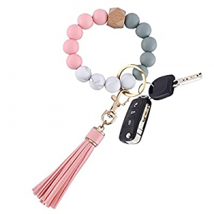50.0% off Keychain for Women Wristlet Key rings Bracelet Silicone Beaded Bracelet Portable Car Tas..