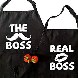 Couple Apron now 50.0% off ,The Boss and Real Boss,His and Hers Gifts, Wedding Gifts,Engagement Gi..
