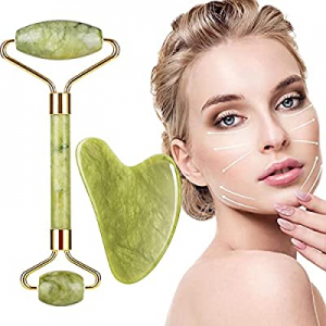 Jade Roller & Gua Sha Set for Face, Face Roller Skin Care Tools,Gua Sha Massage Tool for Face, Eyes,