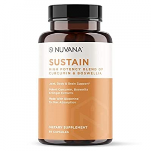 Sustain Turmeric Curcumin, Boswellia & Ginger with BioPerine | Pain Relief, Joint Support, Anti-Infl