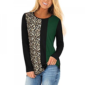 60.0% off STYLEWORD Women's Summer Leopard Print T Shirts Long/Short Sleeve Color Block Raglan Cas..