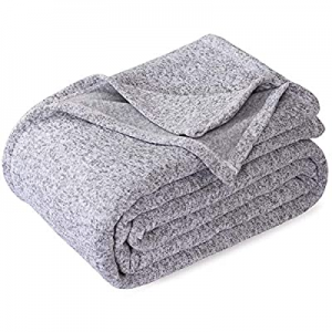 40.0% off KAWAHOME Knit Blanket Lightweight Breathable Fuzzy Heather Jersey Thin Blanket for Couch..