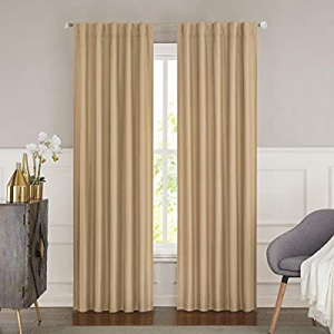 WEST LAKE Blackout Curtain Gold Solid Silk Thermal Insulated Noise Reducing 100% Blackout Window T..