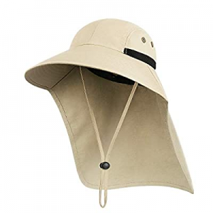 Outdoor Sun Hat for Men with 50+ UPF Protection Safari Cap Wide Brim Fishing Hat with Neck Flap no..