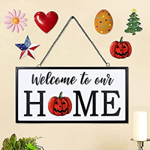 45.0% off Winder Interchangeable Welcome Sign for Front Door Metal Wall Decor Hello sigh to Our Ho..