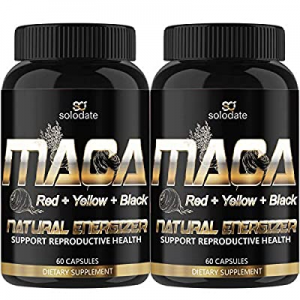 2 Pack Maca Root,Red, Yellow,Black 1900MG,Reproductive Health Supplements for Men and Women,Organic