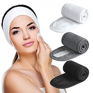 3 Pack Makeup Headband, Denfany Ultra Soft Adjustable Spa Facial Headbands Terry Cloth Stretch Make