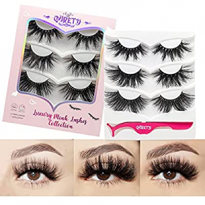 5D Real Mink Lashes now 10.0% off , 3 Pairs 25mm Long Eyelash Pack, Reusable Fluffy Mink Eyelashes..