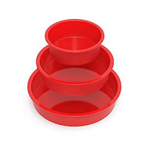 Round Cake Pans - Set of 3 - SILIVO Silicone Molds for Baking now 40.0% off , Nonstick & Quick Rel..