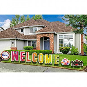 TUBAGOU Outdoor Welcome Yard Sign with Stakes Support Custom Sign- Welcome Theme Party Decoration ..