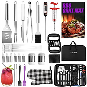 VIVITEST 34PCS BBQ Grill Accessories now 50.0% off ,Heavy Duty Stainless Steel BBQ Tools Set,Profe..