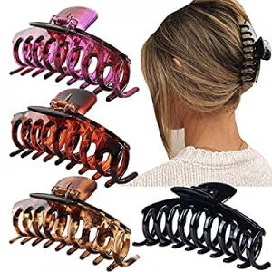 Large Hair Claw Clips for Thick Hair 4PCS, 4.3“ Non-Slip Big Hair Clamps Clip for Women and Girls Lo