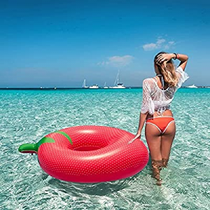 One Day Only！Pool Floats Adult Size now 50.0% off , Inflatable Strawberry Swim Tube, Fun Gifts for..