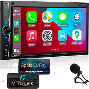 Bluetooth Car Stereo Apple Carplay: in-Dash Double Din Digital Media Receiver -7" HD Capacitive To..