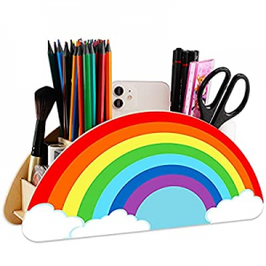 Wooden Pen Holder Pencil Holder now 60.0% off , Rainbow Decor Desk Organizer and Storage for Schoo..