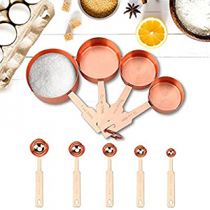 9 Pcs Measuring Cups and Spoons Set Intsun Stainless Steel Rose Gold Measuring Cups & Spoons with ..