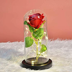 Eternal Beauty and The Beast Silk Rose now 60.0% off , Forever Lasts Rose in Glass Dome, Preserved..