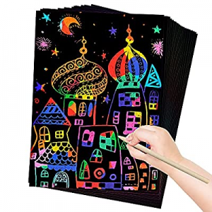 50.0% off ZMLM Art and Craft Gift for Kids: Rainbow Scratch Art Magic Paper Set for Girls Boys Act..