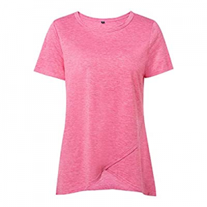 45.0% off Fleur Wood Womens Summer Irregular Hem Dress Casual Short Sleeve Swing Blouse T Shirts L..