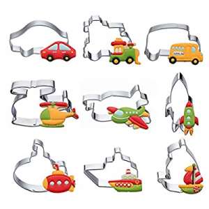 One Day Only！Transportation Vehicles Cookie Cutters Set - 9 PCS Stainless Steel Biscuit Cutter Mol..