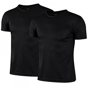 One Day Only！Mens 2-Pack T-Shirt Short Sleeve Athletic Gym Workout Quick Dry Fit Crew Neck now 50...