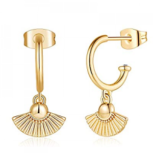 Gold Huggie Hoop Earrings for Women now 50.0% off , Hypoallergenic S925 Sterling Silver Post 14K G..