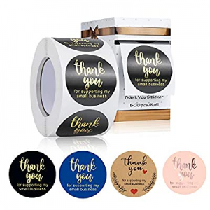 One Day Only！1.5" Black Thank You for Supporting My Small Business Stickers now 50.0% off , Gold B..