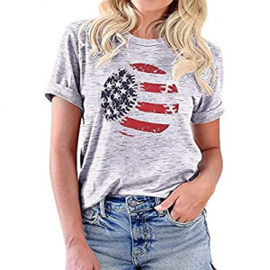 AEURPLT Womens American Flag Baseball Graphic T Shirt Cute Tees 4th of July now 40.0% off 