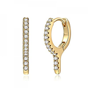 Gold Huggie Hoop Earrings for Women now 50.0% off , Hypoallergenic S925 Sterling Silver Post 14K G..