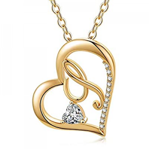 One Day Only！Ursteel Heart Initial Necklace now 70.0% off , 14k Gold Plated Dainty Cubic Zirconia ..