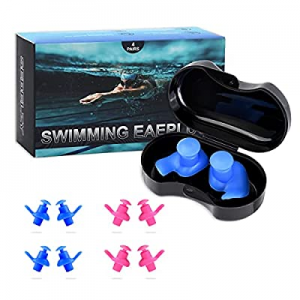 SEBELZY Swimming Ear Plugs (4 Pairs),Silicone Waterproof Earplugs, Reusable, Soft, for Swimming, Sur