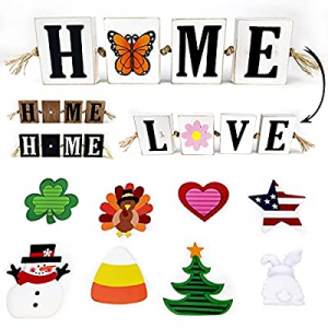 45.0% off Winder Rustic Home Sign & Love Sign with 10-PC Interchangeable Holiday 2-Side Cutout Dec..