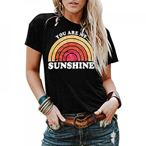 55.0% off Kaislandy Womens You are My Sunshine T Shirt Short Sleeve Printed Graphic Tees Casual Su..