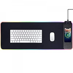 FutureCharger RGB Gaming Mouse Pad with Wireless Charger, Soft Keyboard Pad, Larger Extended Mouse P