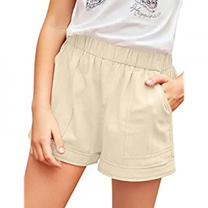 One Day Only！Lookbook Store Girls Summer Shorts Elastic Waist Casual Pocket Short 6-13 Years now 5..
