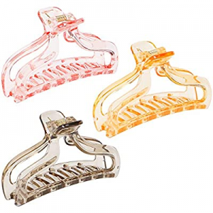 UNAOIWN Large Hair Claw Clips for Thick Hair, Acrylic Clear Hair Clips Banana Transparent Barrettes,