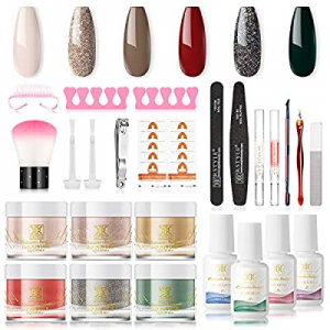 RSTYLE Nail Dipping Powder Kit Starter, 6 Nail Dip Powder Colors Kit with Everything Dip Powder Liqu