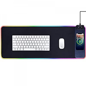 FutureCharger Wireless Charger Gaming Mouse Pad, 10W Wireless Charging Keyboard Pad, Extended RGB Mo