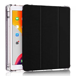 DDup iPad 7th Generation Case - New iPad 10.2 Case with Pencil Holder, Dual Shockproof Smart Leather