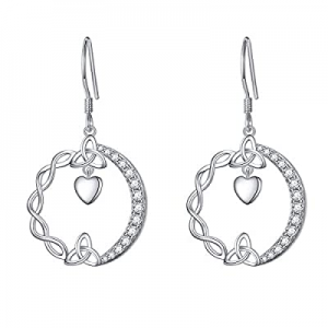 S925 Sterling Silver Celtic Knot Earrings for Women Irish Good Luck Drop Dangle Hook Earrings now ..