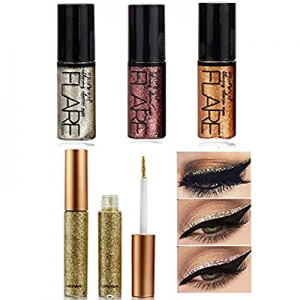 4 Colors Glitter Eyeliner, Metallic Shimmer Glitter Eyeshadow, Long Lasting Waterproof Shimmer Spark