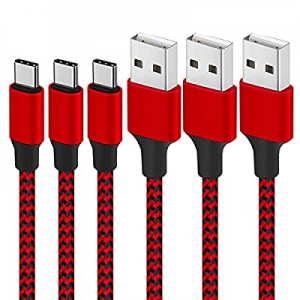 [3PACK 6FT] USB C Cable Fast Charging, Type C Cable Charger Extra Long Nylon Braided Cord, USB A to 