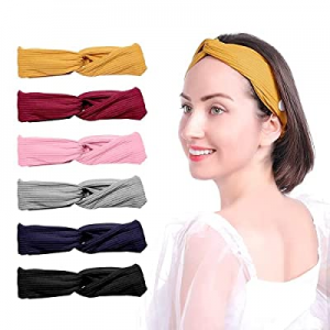 Rosmax 6 Pack headbands head wraps for women Headbands Yoga Running Headbands Sports Workout Hair Ba