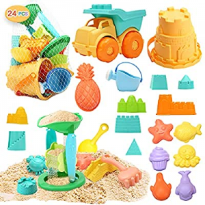 CUTE STONE 24 PCS Beach Sand Toys Set Sandbox Toys with Dump Truck now 42.0% off , Castle & Animal..