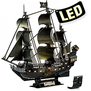 3D Puzzle for Adults Moveable LED Pirate Ship Halloween Decorations with Detailed Interior now 50...