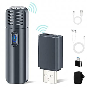 Wireless Lavalier Microphone,48KHz USB Wireless Noise Reduction Mic Lapel Clip-on Mic for Computer A