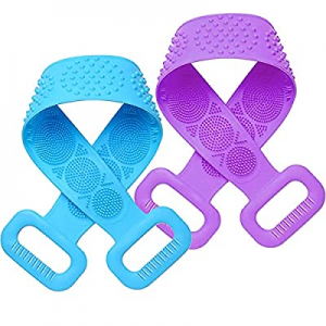2PCS Back Scrubber for Shower, Exfoliating Lengthen Silicone Body Back Scrubber, Comfortable Massage