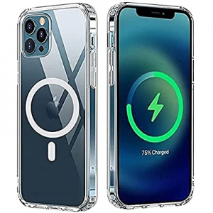 Clear Magnetic Case for iPhone 12/12 Pro 6.1 with Mag-Safe Charging, Slim Fit Hard Back Soft Silicon